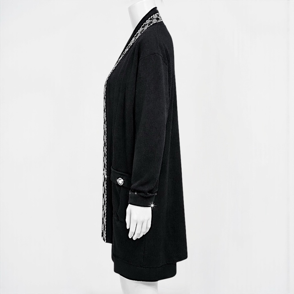 High Secret’s Black & White Crystal-Embellished Knit Sweater Jacket – Size XL - Picture 3 of 8